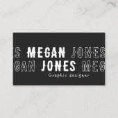 Vet Zwart-wit QR Code 5 Letter Naam Limiet Visitekaartje (Voorkant)