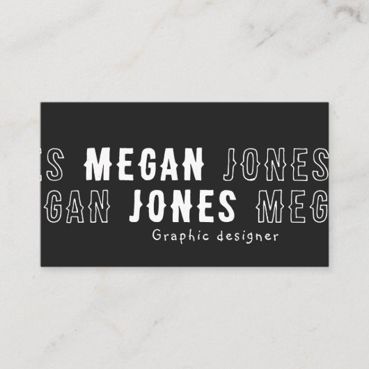 Vet Zwart-wit QR Code 5 Letter Naam Limiet Visitekaartje (Voorkant)