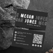 Vet Zwart-wit QR Code 5 Letter Naam Limiet Visitekaartje