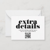 Vet Zwart Wit QR CODE RSVP Bruiloft Website Notitiekaartje (Achterkant)