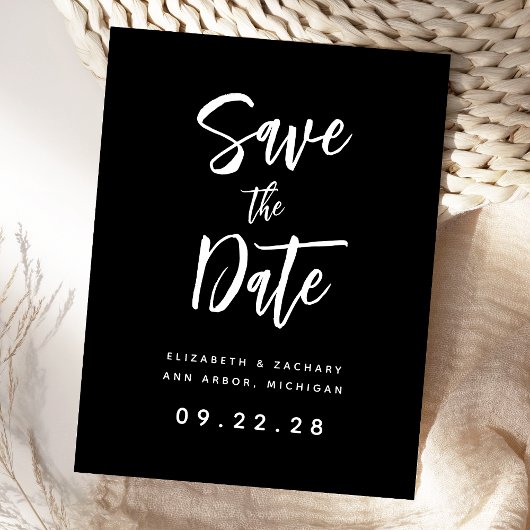 Vet Zwart-Wit QR Code Save the Date Aankondigingskaart