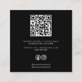 Vet Zwart-Wit QR Code Sociaal Vierkante Visitekaartje (Achterkant)
