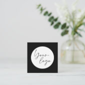 Vet Zwart-Wit QR Code Sociaal Vierkante Visitekaartje (Staand voorkant)