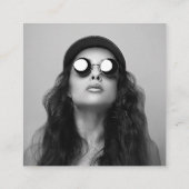 Vet Zwart-Wit QR Code Social Foto Vierkante Visitekaartje (Achterkant)