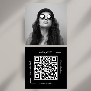 Vet Zwart-Wit QR Code Social Foto Vierkante Visitekaartje
