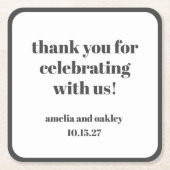 Vet Zwart Wit Retro Aangepaste Bruiloft Dank u Kartonnen Onderzetters (Voorkant)