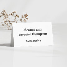 Vet Zwart Wit Retro Custom Wedding Place Card