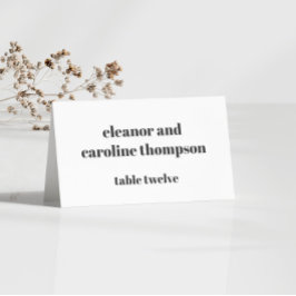 Vet Zwart Wit Retro Custom Wedding Place Card Kaart