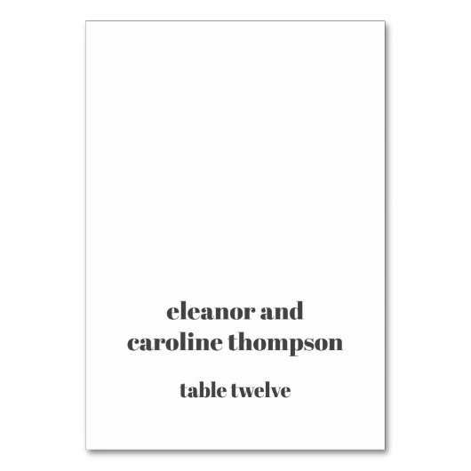 Vet Zwart Wit Retro Custom Wedding Place Card Kaart (Voorkant)