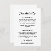 Vet Zwart & Wit Retro Moderne Bruiloft Details Informatiekaartje (Voorkant / Achterkant)