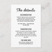 Vet Zwart & Wit Retro Moderne Bruiloft Details Informatiekaartje (Voorkant)