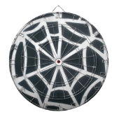 Vet Zwart & Wit Spider Web geometrisch patroon Dartbord (Voorkant)