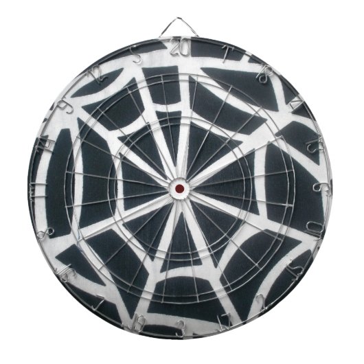 Vet Zwart & Wit Spider Web geometrisch patroon Dartbord (Voorkant)