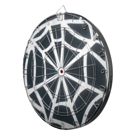 Vet Zwart & Wit Spider Web geometrisch patroon Dartbord (Voorkant Rechts)