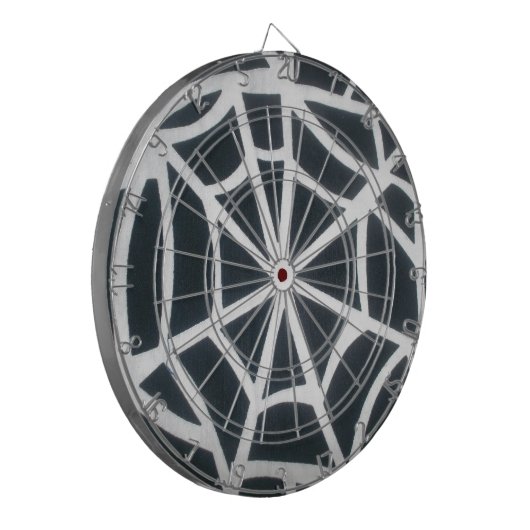 Vet Zwart & Wit Spider Web geometrisch patroon Dartbord (Voorkant Links)