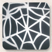 Vet Zwart & Wit Spider Web geometrisch patroon Drankjes Onderzetter (Voorkant)