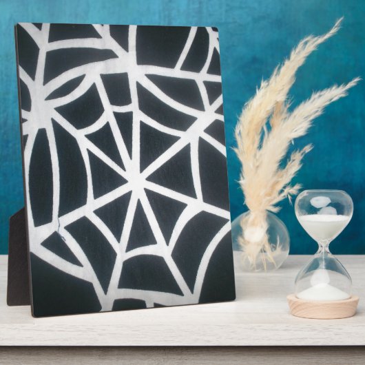 Vet Zwart & Wit Spider Web geometrisch patroon Fotoplaat (Zijkant)