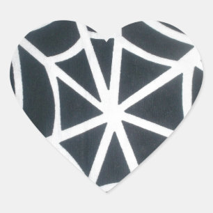 Vet Zwart & Wit Spider Web geometrisch patroon Hart Sticker