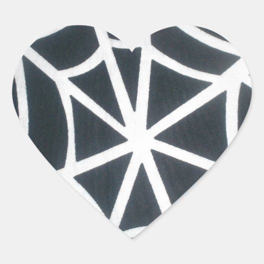 Vet Zwart & Wit Spider Web geometrisch patroon Hart Sticker (Voorkant)