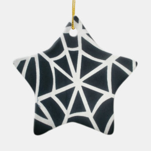 Vet Zwart & Wit Spider Web geometrisch patroon Keramisch Ornament