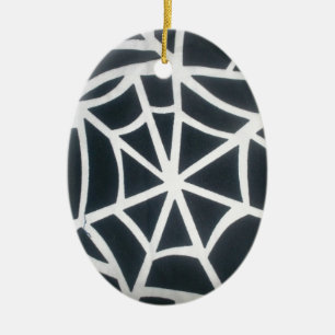 Vet Zwart & Wit Spider Web geometrisch patroon Keramisch Ornament