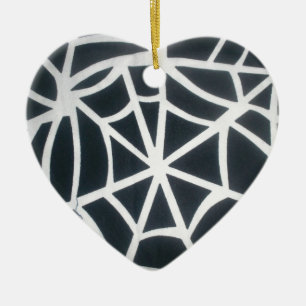 Vet Zwart & Wit Spider Web geometrisch patroon Keramisch Ornament