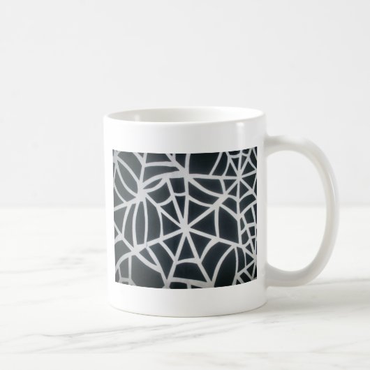 Vet Zwart & Wit Spider Web geometrisch patroon Koffiemok (Rechts)