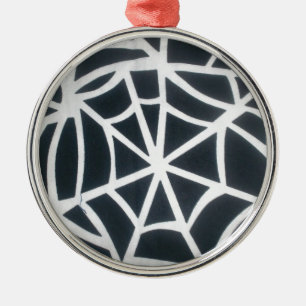 Vet Zwart & Wit Spider Web geometrisch patroon Metalen Ornament