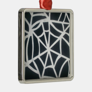 Vet Zwart & Wit Spider Web geometrisch patroon Metalen Ornament