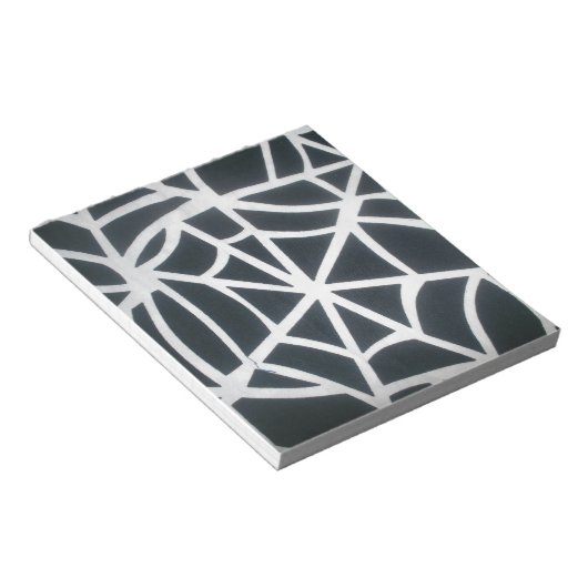 Vet Zwart & Wit Spider Web geometrisch patroon Notitieblok (Schuin)