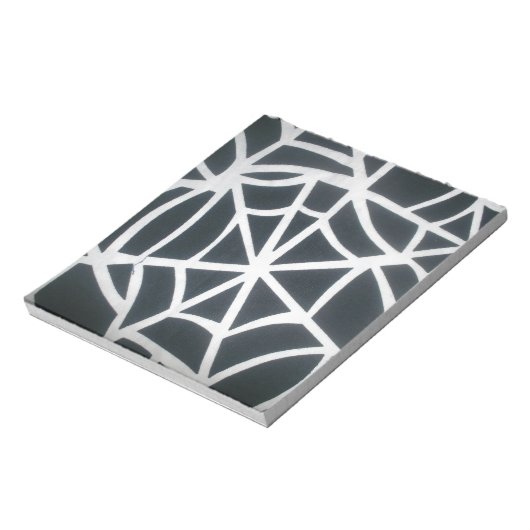 Vet Zwart & Wit Spider Web geometrisch patroon Notitieblok (Linkerzijde)