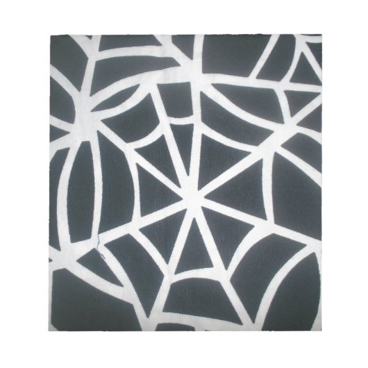 Vet Zwart & Wit Spider Web geometrisch patroon Notitieblok (Voorkant)
