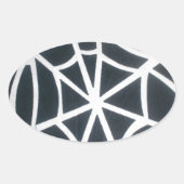 Vet Zwart & Wit Spider Web geometrisch patroon Ovale Sticker (Voorkant)