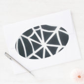 Vet Zwart & Wit Spider Web geometrisch patroon Ovale Sticker (Envelop)