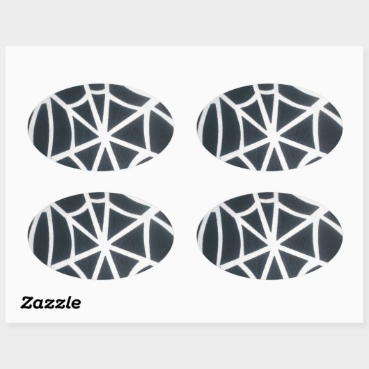 Vet Zwart & Wit Spider Web geometrisch patroon Ovale Sticker (Vel)