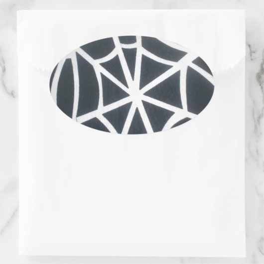 Vet Zwart & Wit Spider Web geometrisch patroon Ovale Sticker (Tas)
