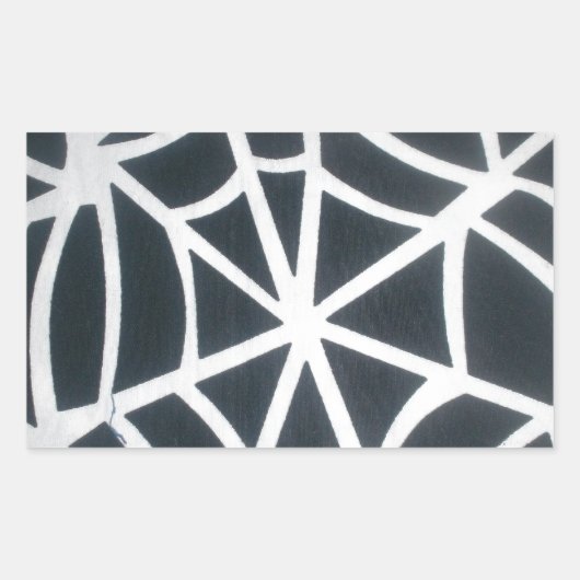 Vet Zwart & Wit Spider Web geometrisch patroon Rechthoekige Sticker (Voorkant)