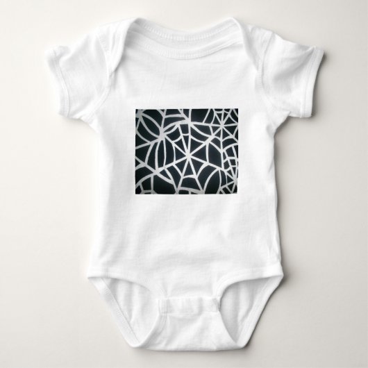 Vet Zwart & Wit Spider Web geometrisch patroon Romper (Voorkant)