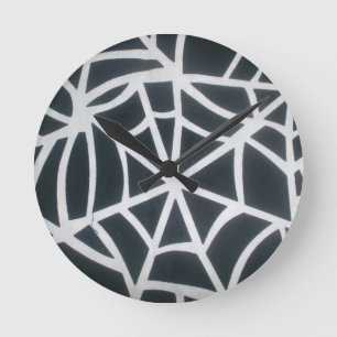 Vet Zwart & Wit Spider Web geometrisch patroon Ronde Klok