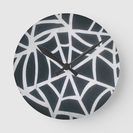 Vet Zwart & Wit Spider Web geometrisch patroon Ronde Klok (Voorkant)