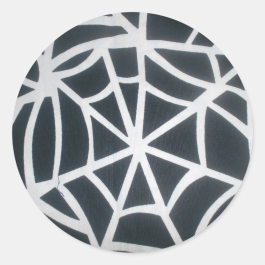 Vet Zwart & Wit Spider Web geometrisch patroon Ronde Sticker (Voorkant)