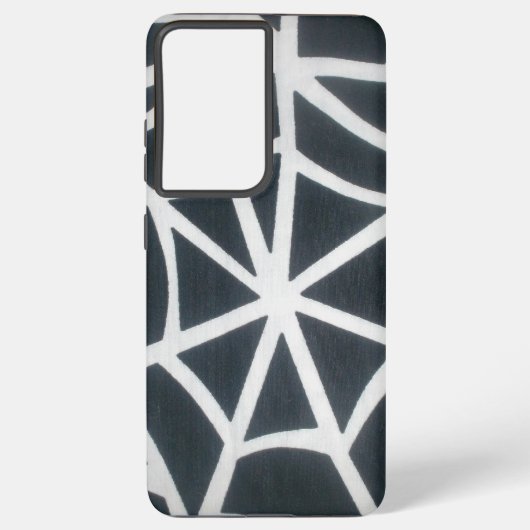 Vet Zwart & Wit Spider Web geometrisch patroon Samsung Galaxy Hoesje (Achterkant)
