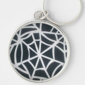 Vet Zwart & Wit Spider Web geometrisch patroon Sleutelhanger (Voorkant)