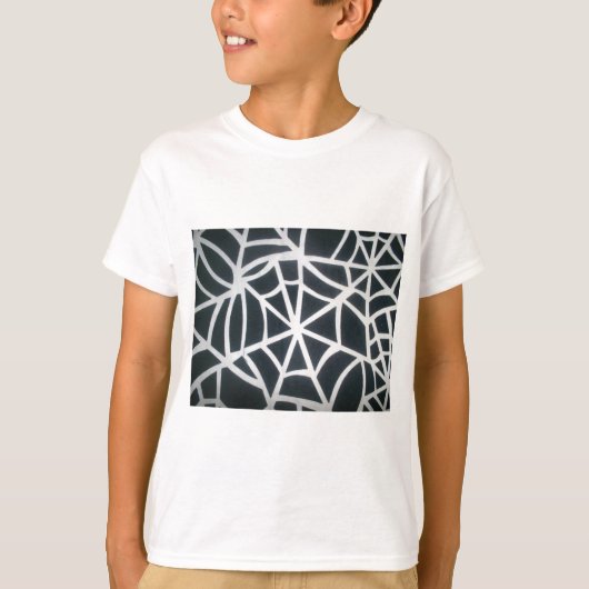 Vet Zwart & Wit Spider Web geometrisch patroon T-shirt (Voorkant)
