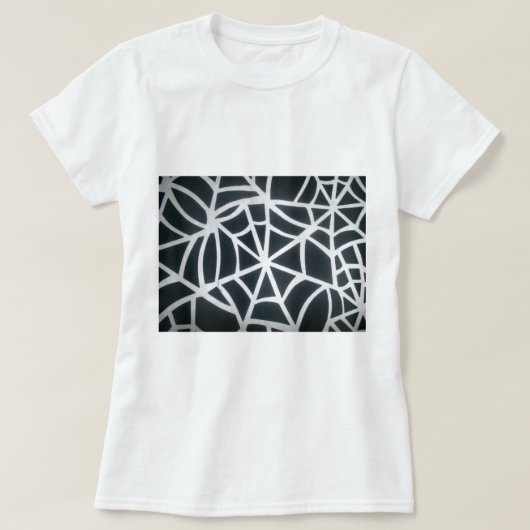 Vet Zwart & Wit Spider Web geometrisch patroon T-shirt (Design voorkant)