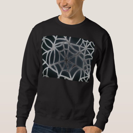 Vet Zwart & Wit Spider Web geometrisch patroon Trui (Voorkant)