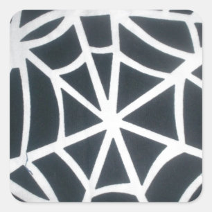 Vet Zwart & Wit Spider Web geometrisch patroon Vierkante Sticker