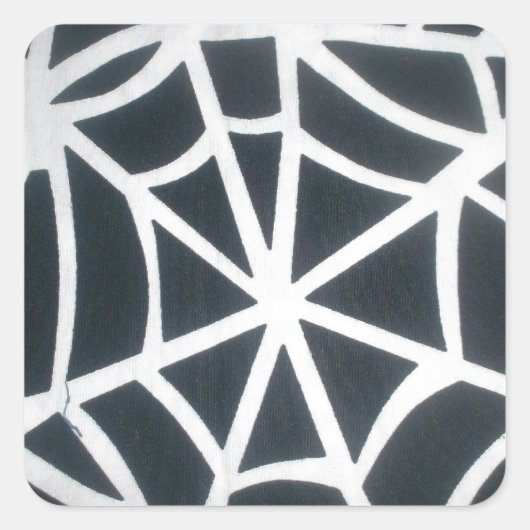 Vet Zwart & Wit Spider Web geometrisch patroon Vierkante Sticker (Voorkant)