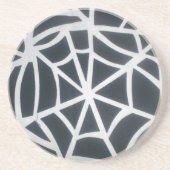 Vet Zwart & Wit Spider Web geometrisch patroon Zandsteen Onderzetter (Voorkant)