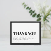Vet Zwart Wit Typografie Bruiloft Bedankt Post Briefkaart (Staand voorkant)